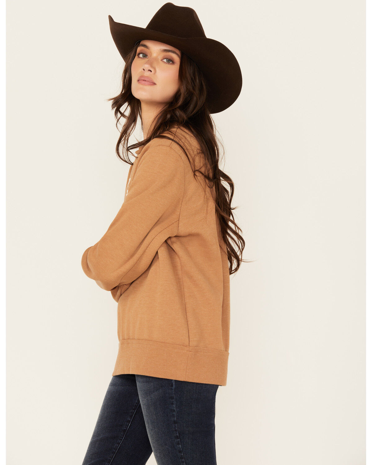 Image #2 - Hooey Women's Boot Barn Exclusive Bronco Graphic Crewneck Sweatshirt, Tan, hi-res