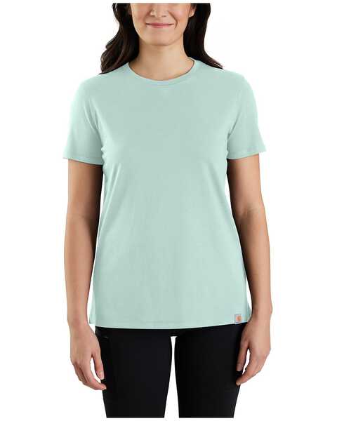 Image #1 - Carhartt Women's Relaxed Fit Lightweight Short Sleeve T-Shirt, Blue, hi-res