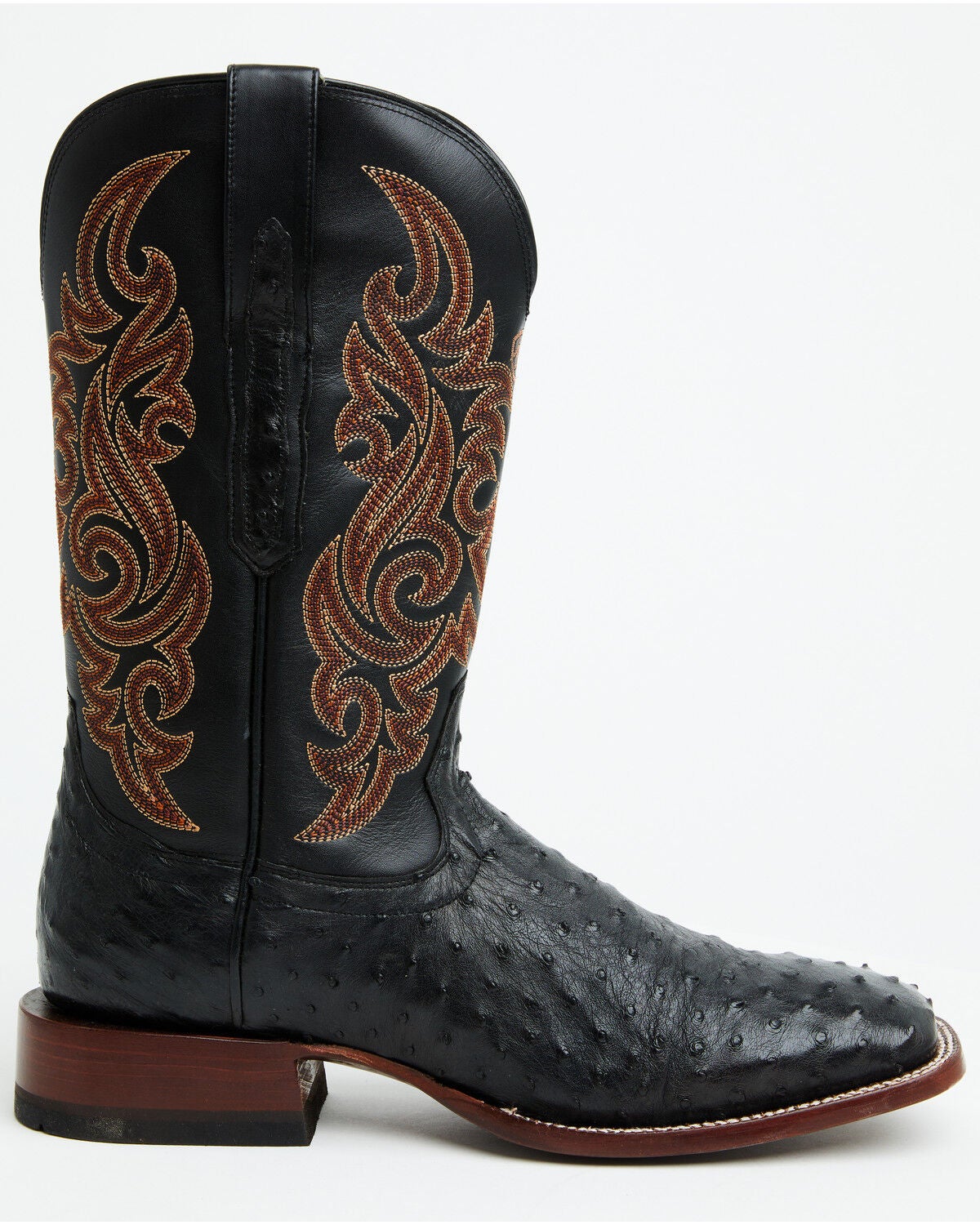 Image #2 - Ariat Men's Exotic Full Quill Ostrich Classic Cash Western Boots - Broad Square Toe, Black, hi-res