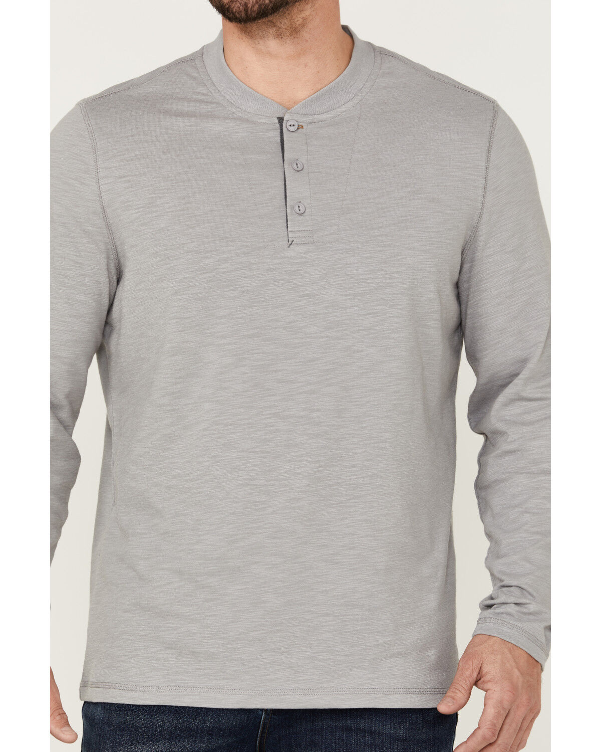 Image #3 - Brothers and Sons Men's Solid Heather Slub Long Sleeve Henley Shirt, Light Grey, hi-res