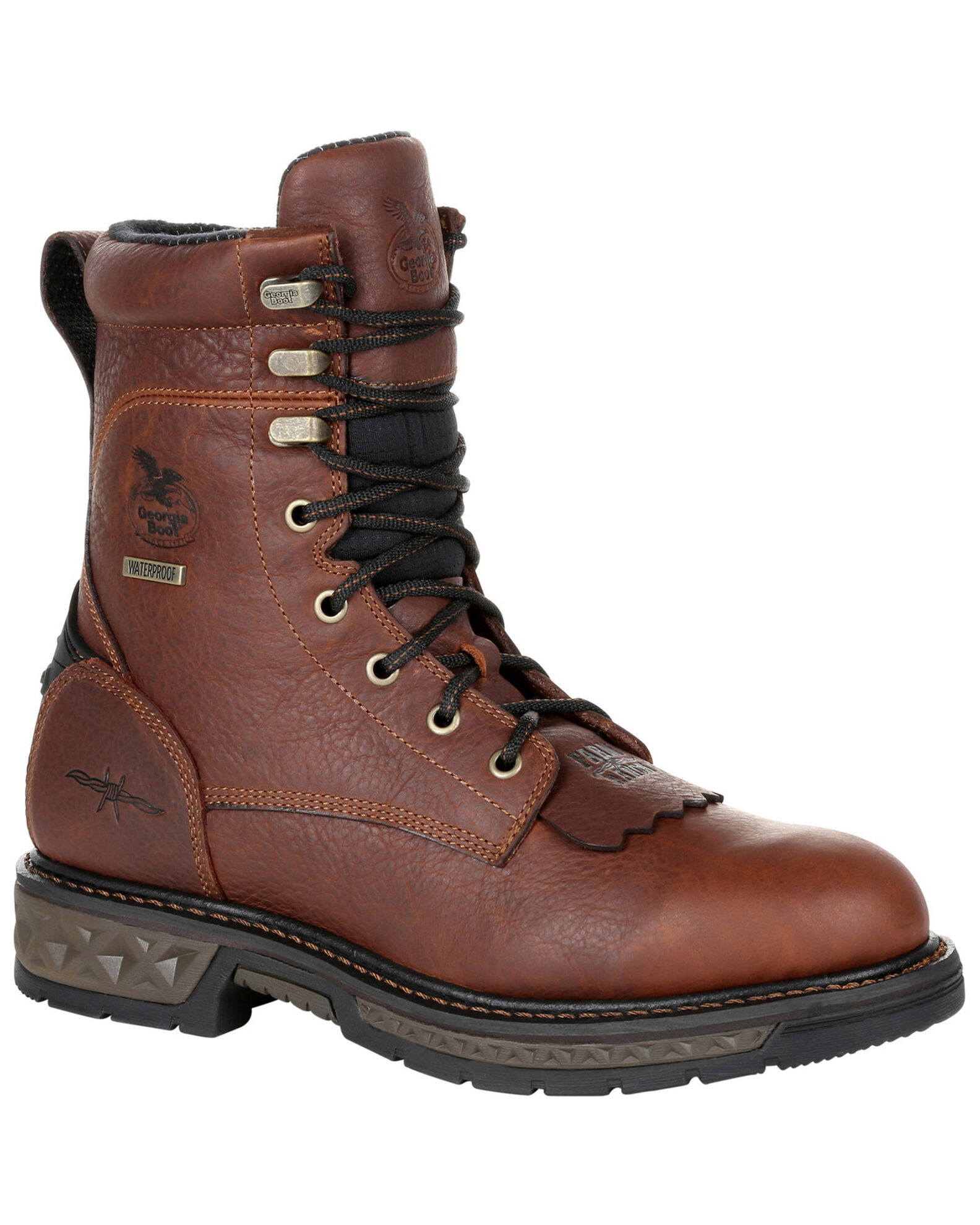 Image #1 - Georgia Boot Men's Carbo-Tec LT Waterproof Lacer Work Boots - Soft Toe, Brown, hi-res