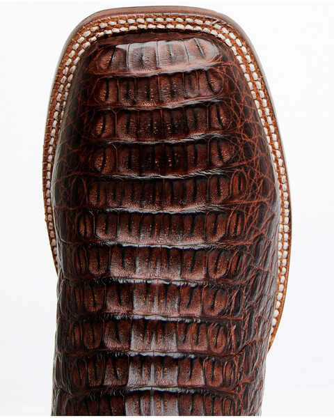 Image #6 - El Dorado Men's Handmade Caiman Back Brass Stockman Boots - Broad Square Toe, Bronze, hi-res