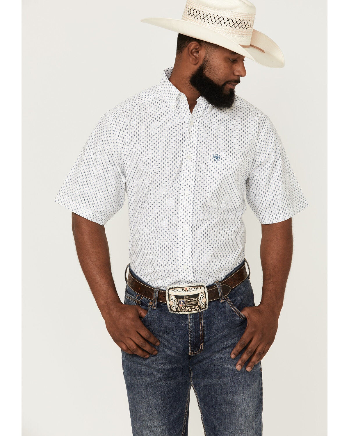 Short Sleeve Button-Down Western Shirt 