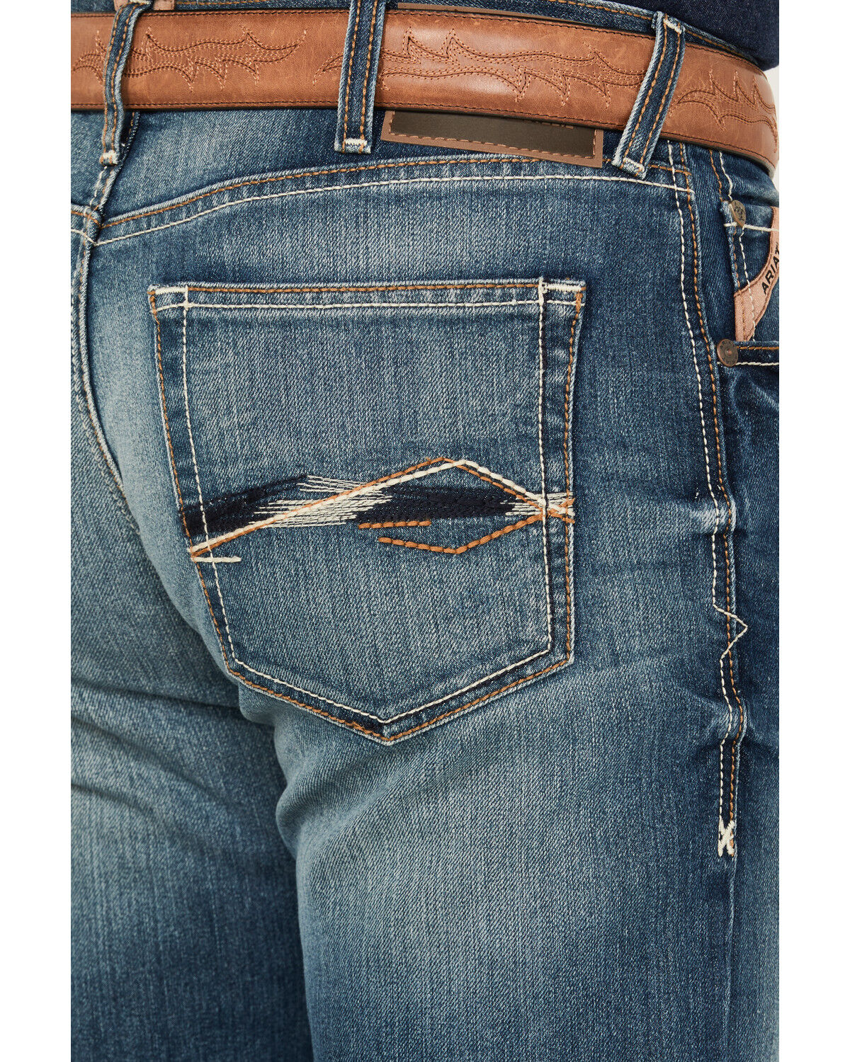 Image #4 - Ariat Men's M5 Whitman Straight Skyland Stretch Jeans, Dark Medium Wash, hi-res