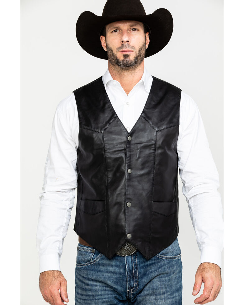 Liberty Wear Men's Jackson Lambskin Leather Vest - Big , Black, hi-res