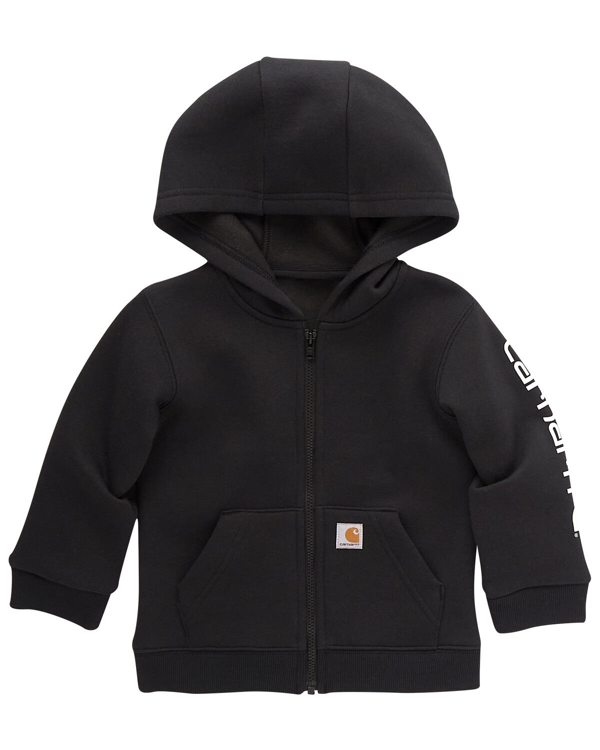 Image #1 - Carhartt Toddler Boys' Logo Zip-Up Long Sleeve Hooded Jacket, Black, hi-res