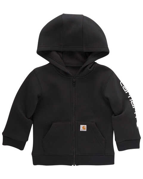 Carhartt Toddler Boys' Logo Zip-Up Long Sleeve Hooded Jacket , Black, hi-res
