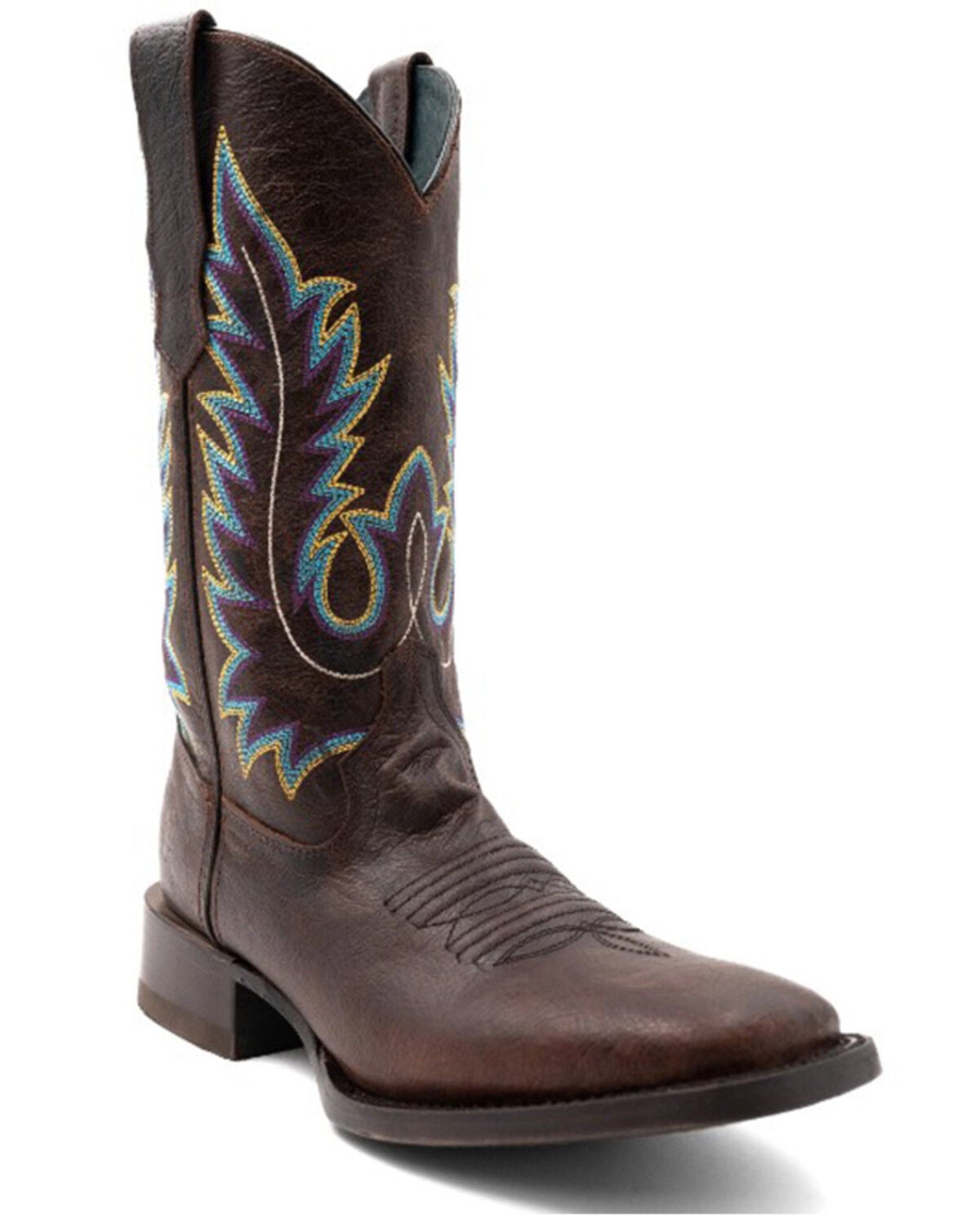 Ferrini Men's Chase Western Boots - Broad Square Toe, Chocolate, hi-res