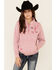 Cowgirl Hardware Girls' Pink Cactus Cadet 1/2 Zip Pullover , Pink, hi-res