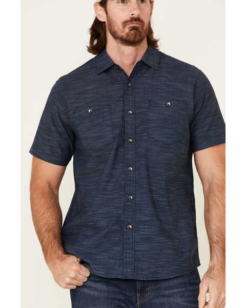 North River Men's Solid Indigo Chambray Short Sleeve Button-Down Western Shirt , Blue, hi-res