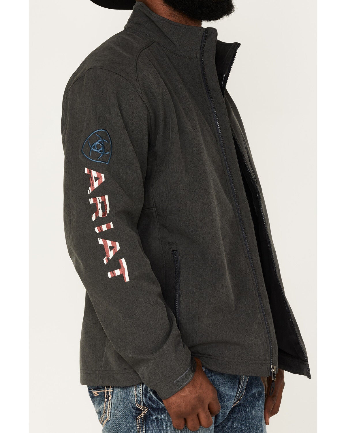 Image #3 - Ariat Men's Logo 2.0 Patriot Softshell Jacket, Charcoal, hi-res