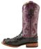 Ferrini Women's Hornback Caiman Print Western Boots - Broad Square Toe, Black, hi-res