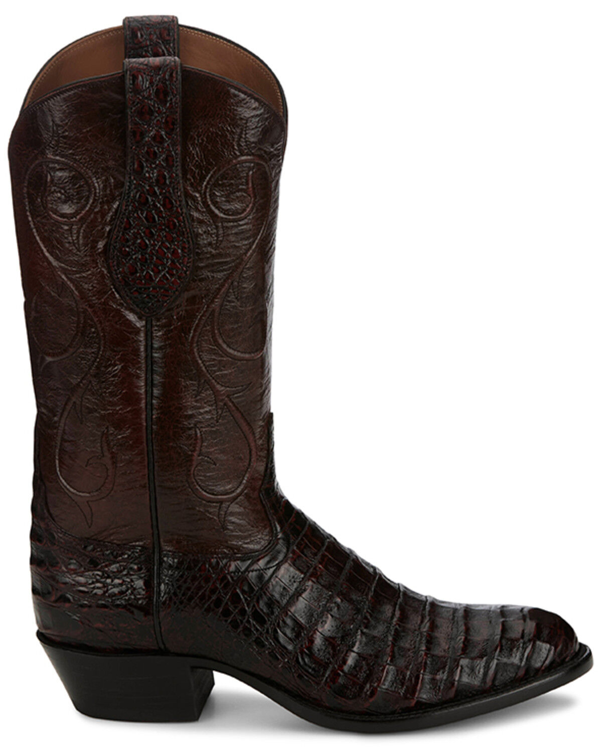 Image #2 - Tony Lama Men's Exotic Caiman Western Boots - Round Toe, Black Cherry, hi-res