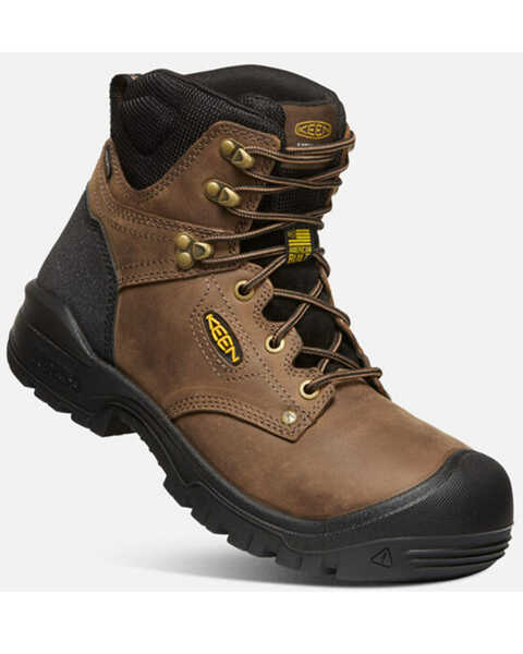 Keen Men's Independence 6" Waterproof Work Boots - Soft Toe, Brown, hi-res