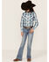 Image #2 - Roper Girls' West Made Plaid Print Long Sleeve Western Snap Shirt, Blue, hi-res