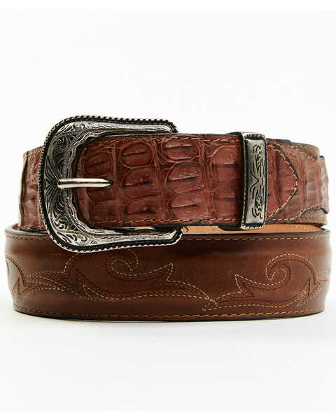 Image #1 - Cody James Men's Cypress Two Tone Embroidered Caiman Western Belt, Brown, hi-res