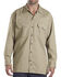 Dickies Men's Solid Twill Long Sleeve Work Shirt - Folded , Khaki, hi-res