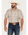 Image #1 - RANK 45&reg; Men's Amarillo Geo Print Short Sleeve Button-Down Stretch Western Shirt, Cream, hi-res