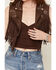 Image #3 - Azalea Wang Women's Reeceann Faux Leather Studded Fringe Cropped Vest, Brown, hi-res