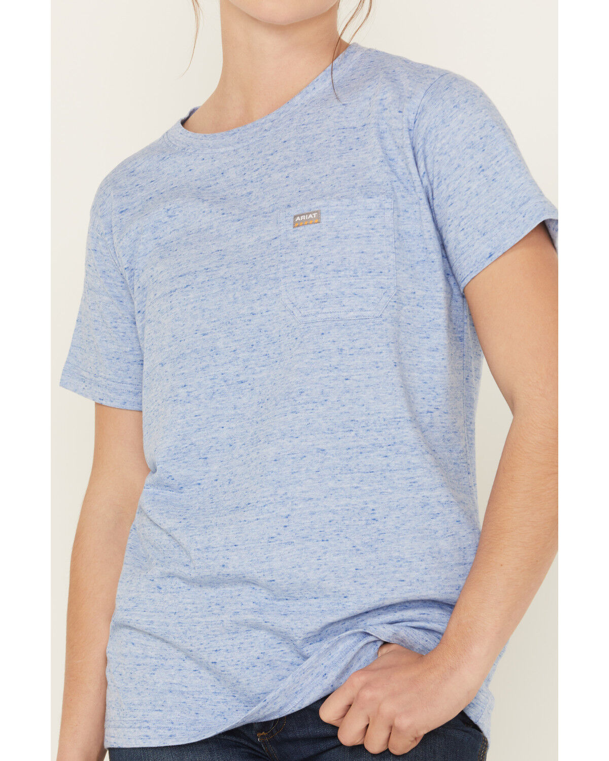Image #3 - Ariat Women's Rebar Short Sleeve Pocket Work Tee, Medium Blue, hi-res