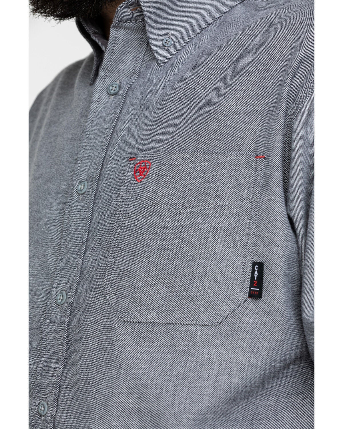 Image #3 - Ariat Men's FR Solid Durastretch Long Sleeve Work Shirt - Tall, Navy, hi-res