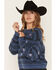 Image #2 - Saltwater Luxe Women's Floral Embroidered Striped Print Sweater, Blue, hi-res
