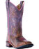 Image #1 - Laredo Women's Lola Purple Tan Inlay Western Performance Boots - Square Toe, Tan, hi-res