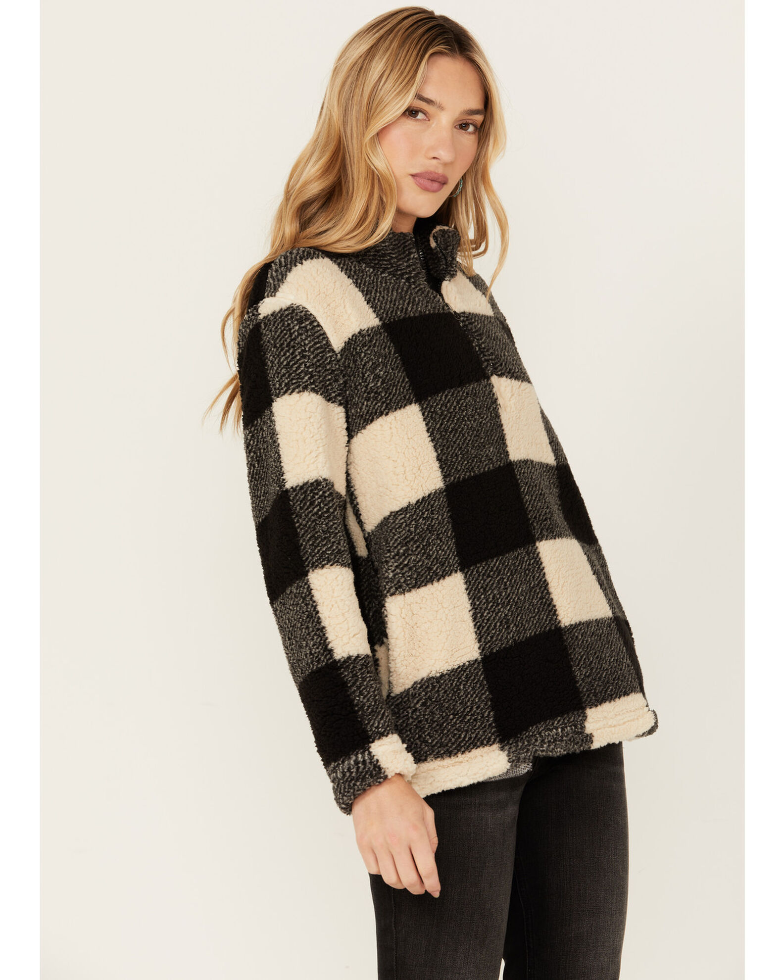Plaid fleece sweater shop