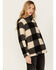 Image #1 - Stillwater Supply Women's Plaid Print Fleece Quarter Zip Pullover, Black/white, hi-res
