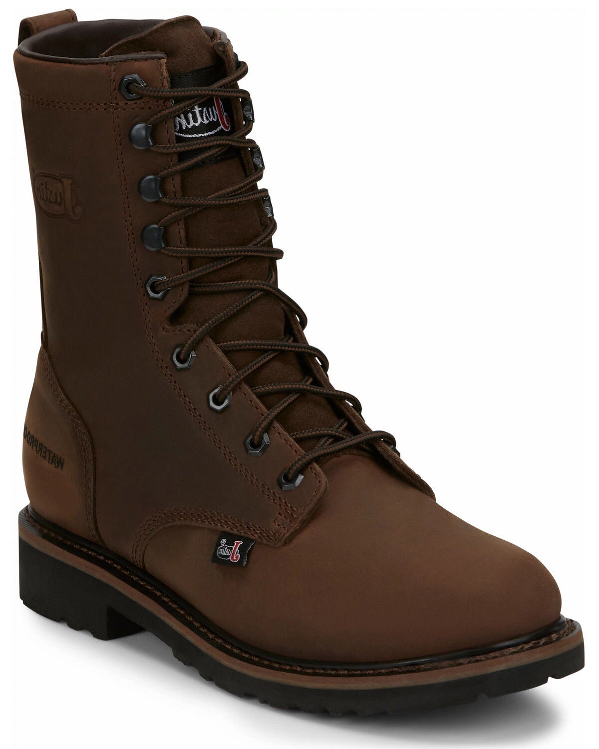 Justin Men's Drywall Work Boots - Soft Toe, Brown, hi-res