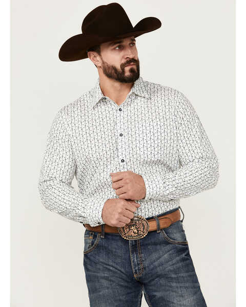 Image #1 - Gibson Trading Co Men's Flower Power Floral Print Long Sleeve Button-Down Western Shirt , White, hi-res
