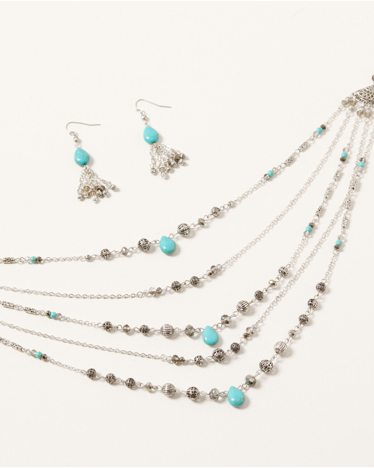 Image #2 - Shyanne Women's Shimmer Concho Multi Strand Waterfall Set, Silver, hi-res