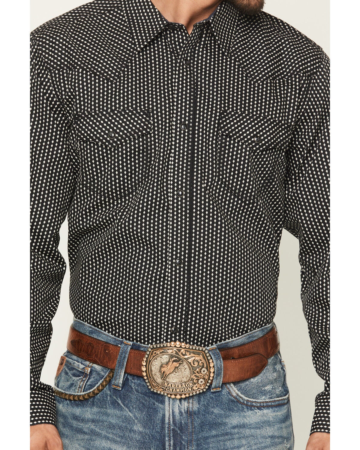 Image #3 - Moonshine Spirit&reg; Men's Side Stage Geo Print Long Sleeve Snap Western Shirt, Black, hi-res