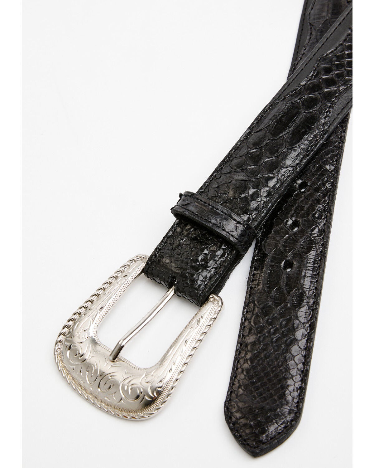 Image #2 - Shyanne Women's Raven Exotic Python Billet Belt, Black, hi-res