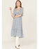 Image #1 - Wild Moss Women's Printed Front Twist Midi Dress, Blue, hi-res
