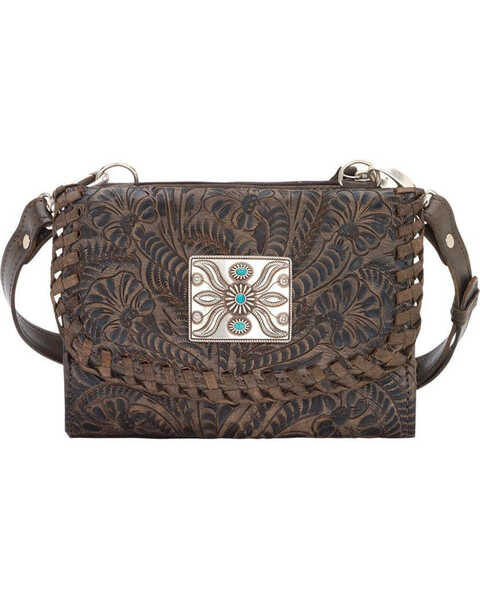 Image #1 - American West Women's Two Step Small Crossbody Bag , Distressed Brown, hi-res