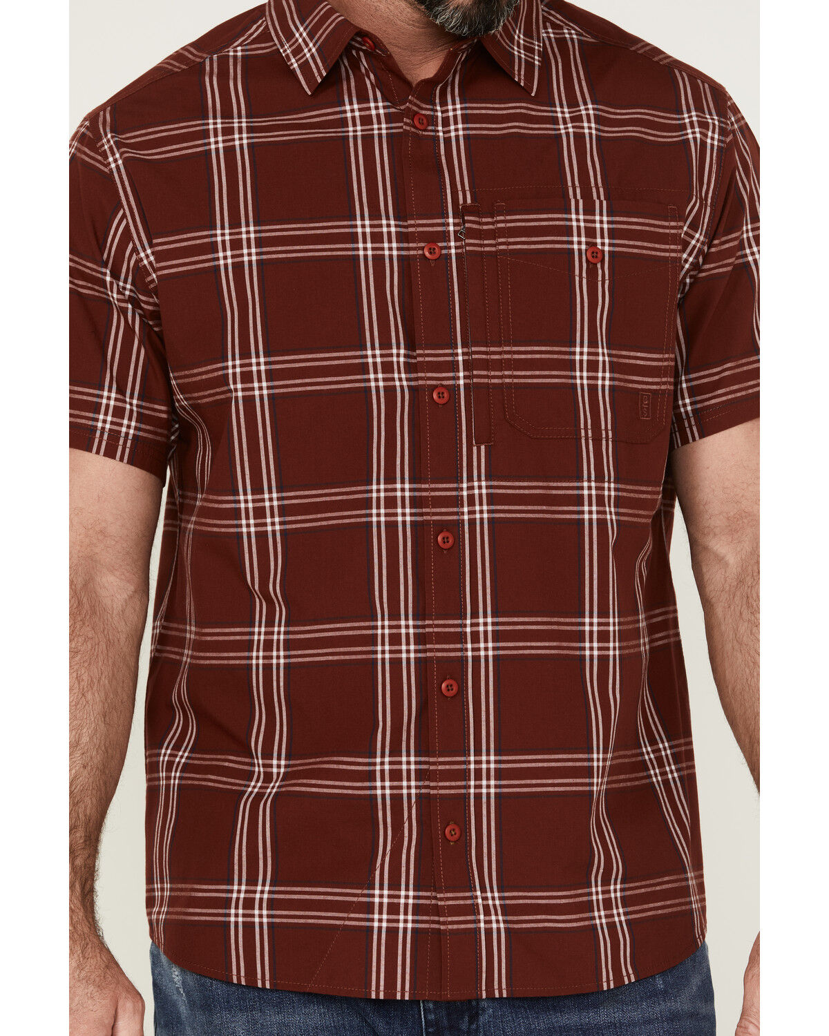 Image #3 - Brothers and Sons Men's Large Plaid Short Sleeve Button-Down Western Performance Shirt, Red, hi-res