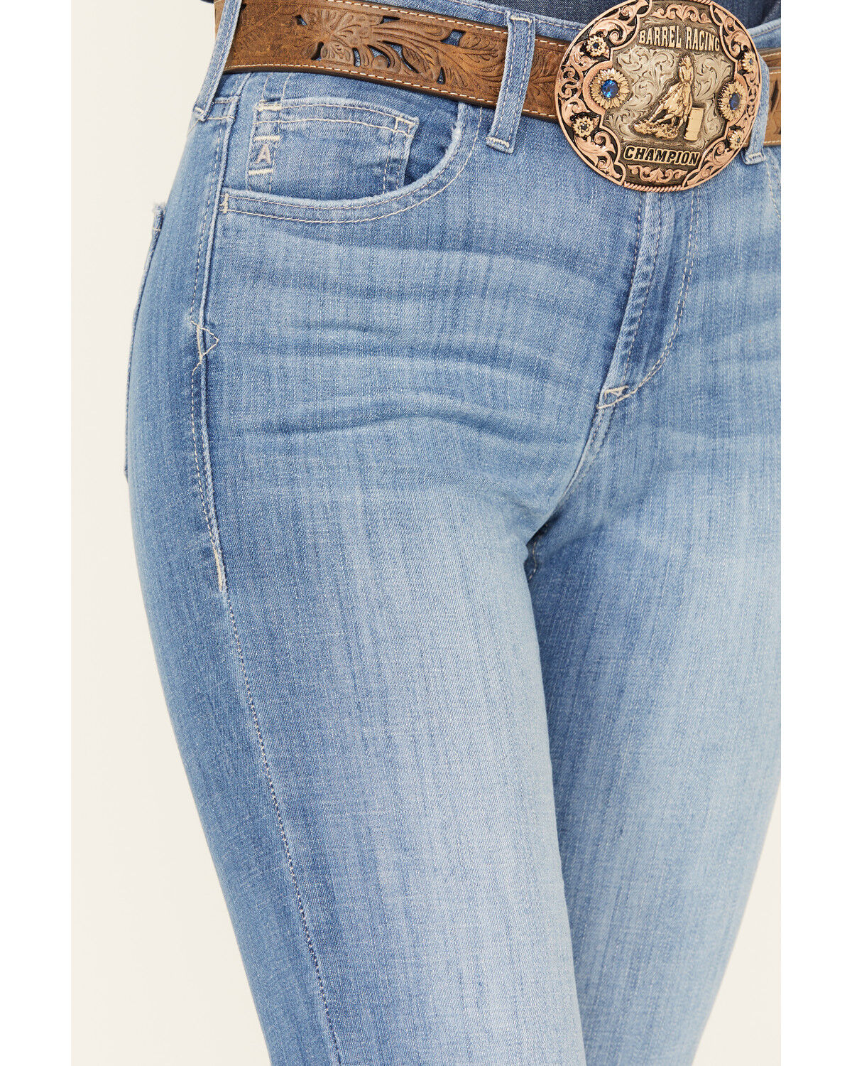 Image #4 - Ariat Women's Claire Medium Wash High Rise Slim Trouser Stretch Denim Jeans, Medium Wash, hi-res