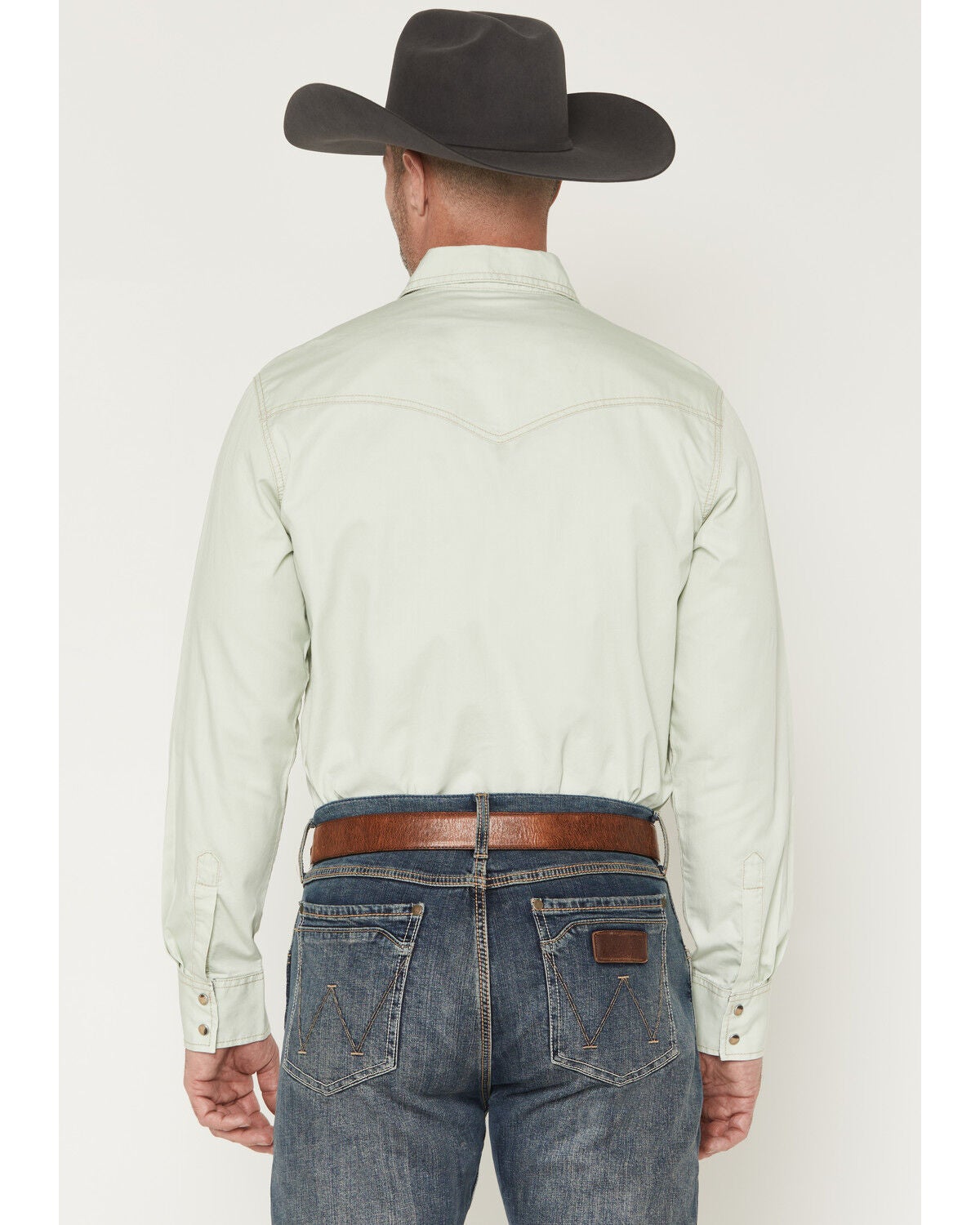 Image #4 - Wrangler Retro Men's Premium Solid Long Sleeve Snap Western Shirt, Mint, hi-res
