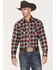 Image #1 - Wrangler Retro Men's Plaid Print Long Sleeve Snap Western Shirt, Red, hi-res