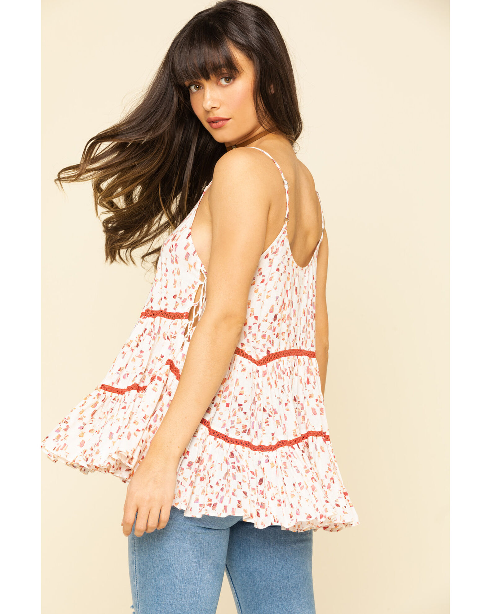 Image #2 - Miss Me Women's Printed Sleeveless Tiered Top, Rust Copper, hi-res