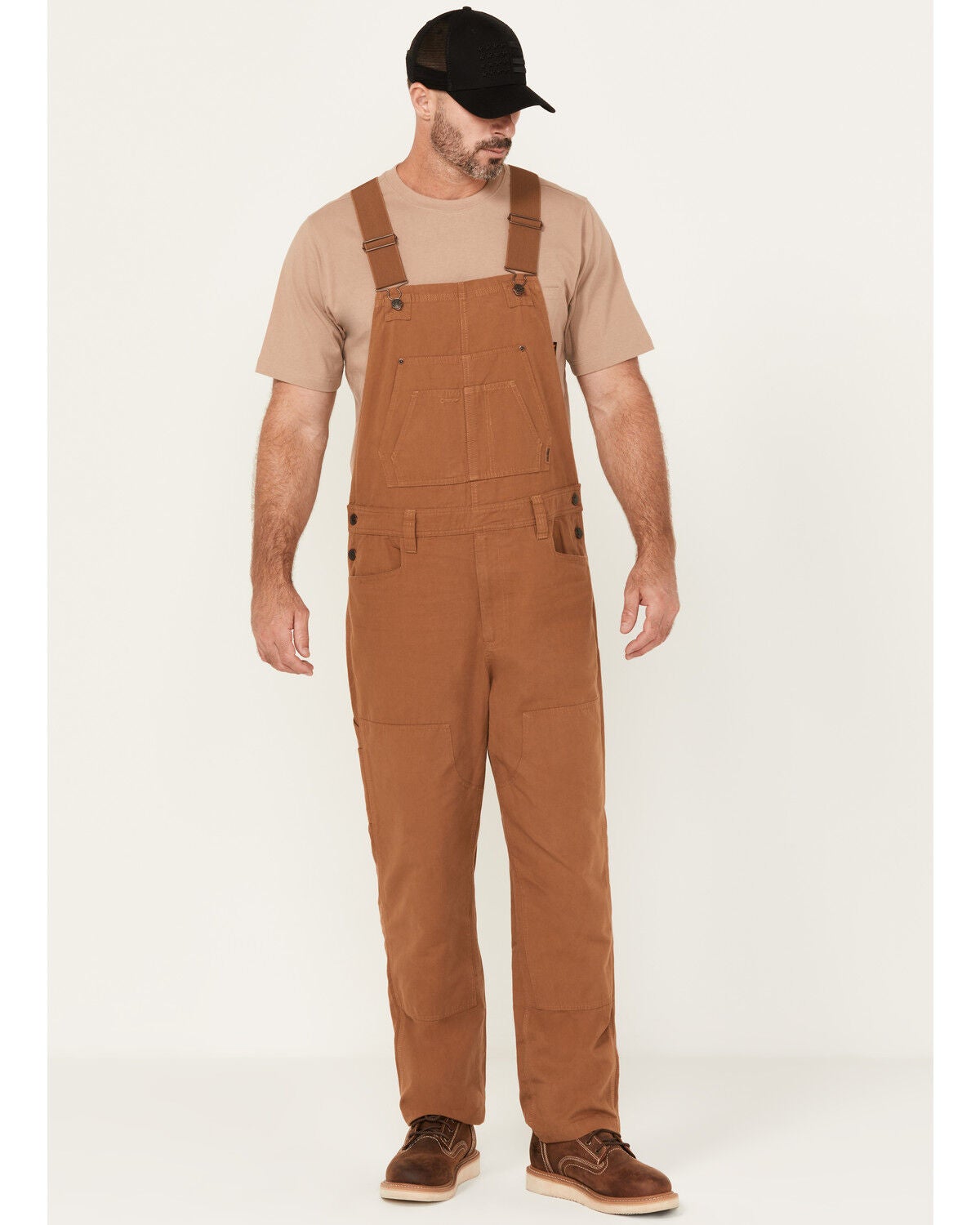 Image #1 - Lucky Brand Workwear Men's Broken Canvas Bib Overalls, Brown, hi-res