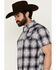 Image #2 - Moonshine Spirit Men's Wreckless Plaid Print Short Sleeve Snap Western Shirt, White, hi-res