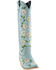 Image #1 - Botas Caborca For Liberty Black Women's Embroidered Roses Tall Western Boots - Snip Toe, Light Blue, hi-res