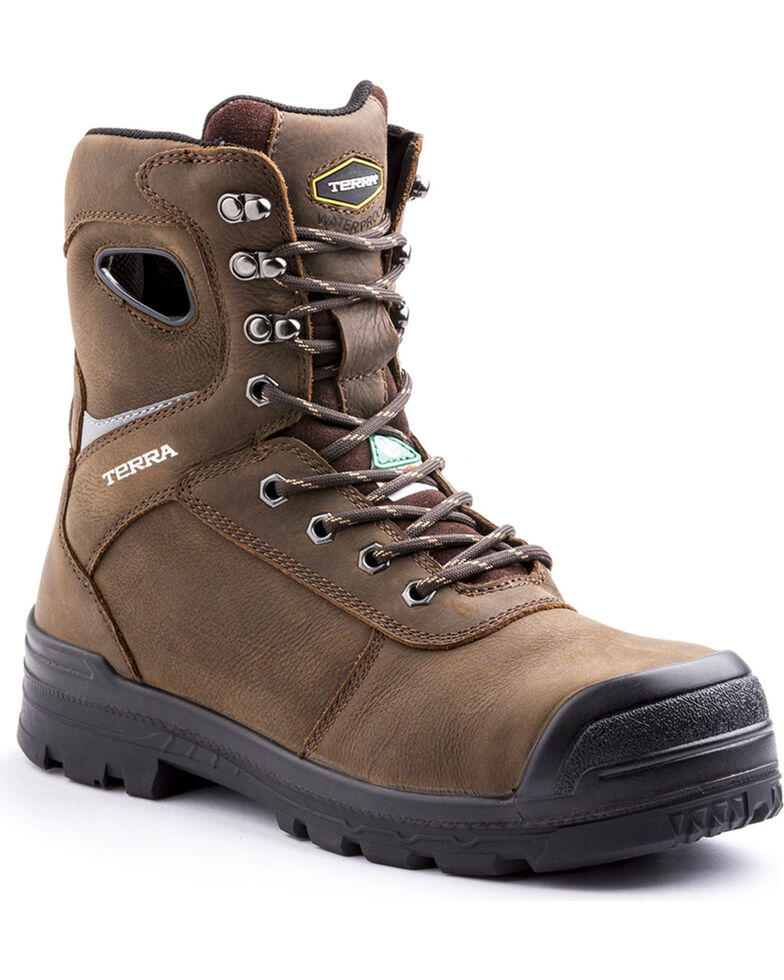 Terra Men's Pilot Work Boots - Composite Toe, Brown, hi-res
