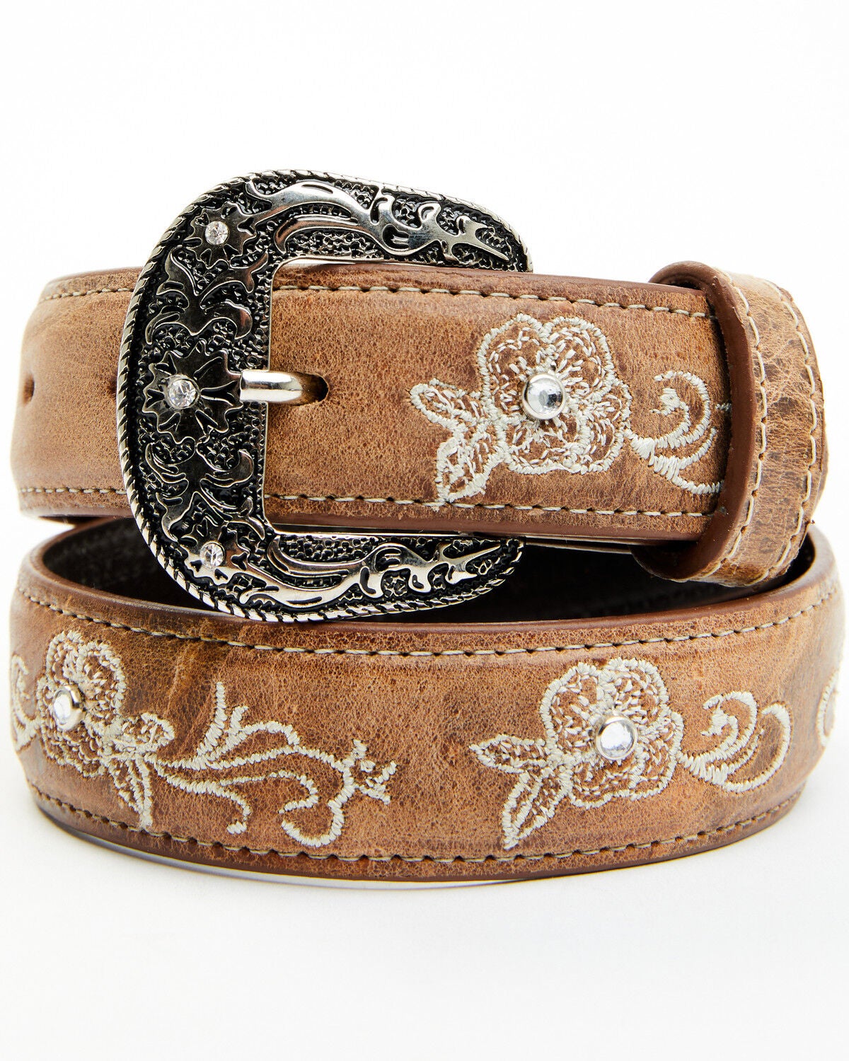 Shyanne Girls' Little Lasy Floral Western Belt, Brown, hi-res