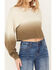 Image #3 - Cleo + Wolf Women's Ombre Cropped Dolman Sweatshirt, Sage, hi-res