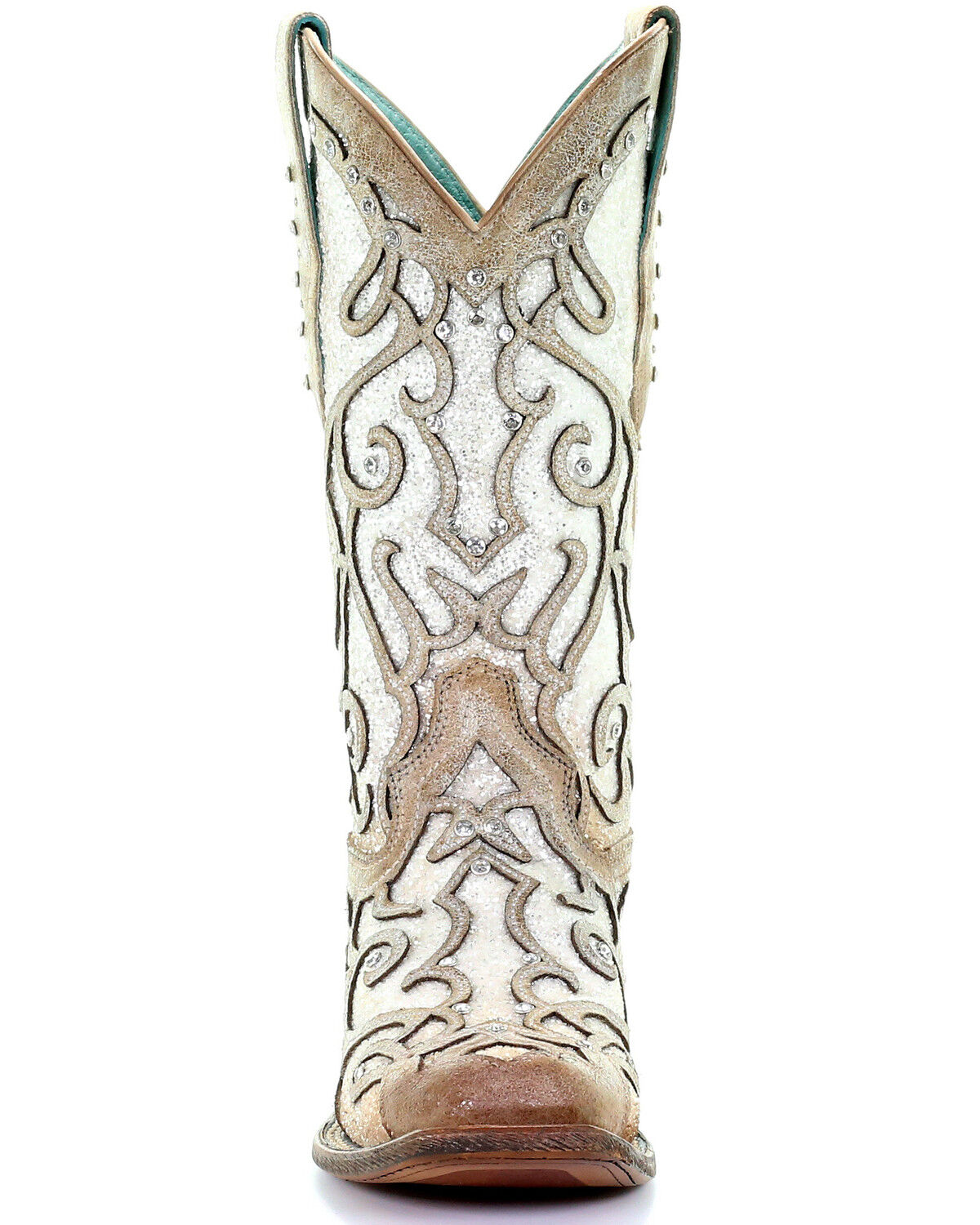 Image #5 - Corral Women's White Glitter Inlay Western Boots - Square Toe, , hi-res