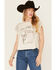 Image #1 - Originality Women's Texas Hold Em' Sequin Short Sleeve Graphic Tee, White, hi-res