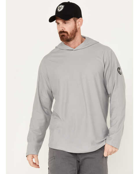 Hawx Men's UPF Long Sleeve Hooded Work Shirt, Light Grey, hi-res